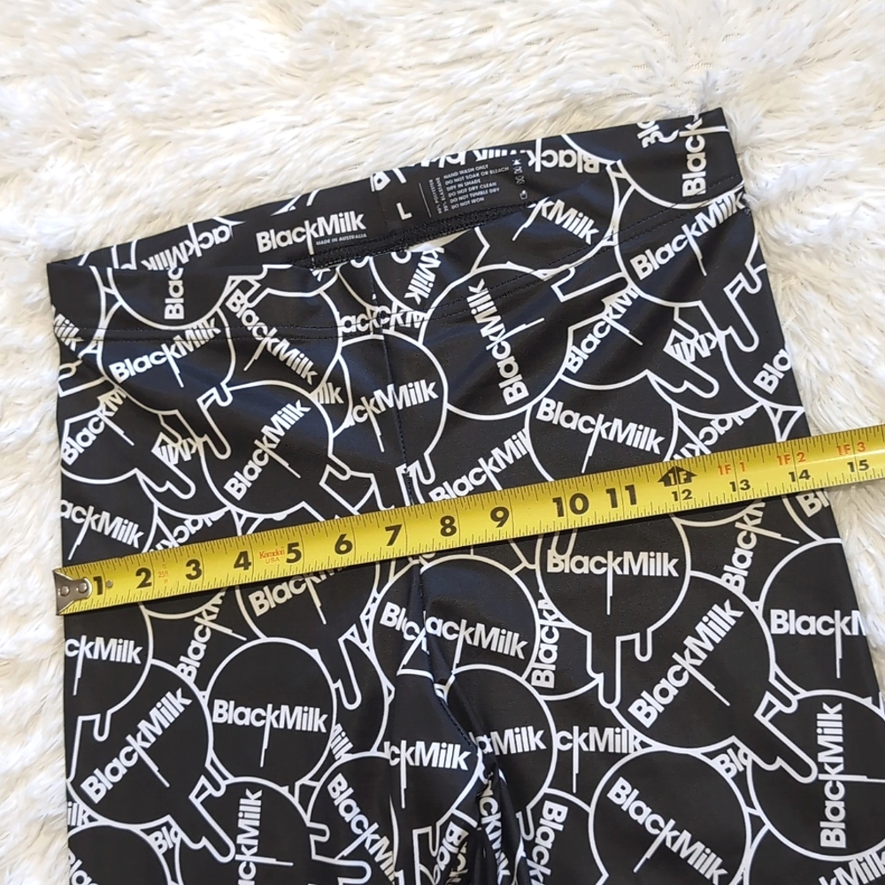 Blackmilk Sticker Print HWMF Black & White Logo High Waist Leggings Size Large - Picture 12 of 14